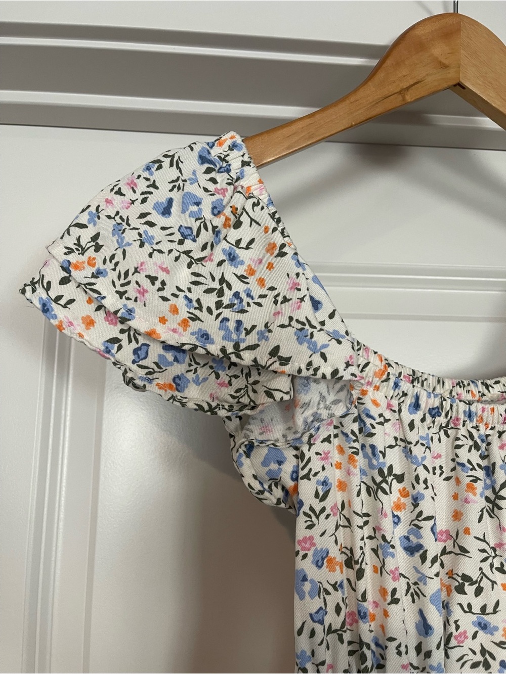 Jessica Simpson Girls Cream Dress with Blue and Peach Floral Print XL (14/16) - Picture 4 of 12